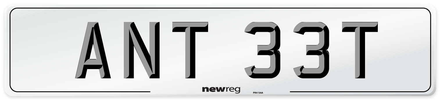 ANT 33T Number Plate from New Reg